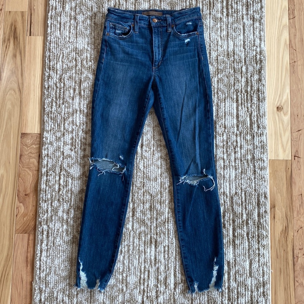 Joe’s ‘Oksana’ distressed high rise skinny ankle jeans